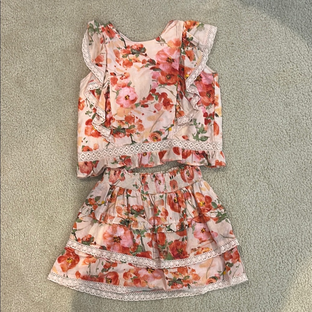 Franki by Francesca's Floral Kids top and skirt